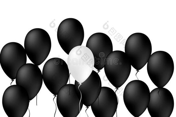 气球庆祝黑的和白色的,气球观念,矢量,我