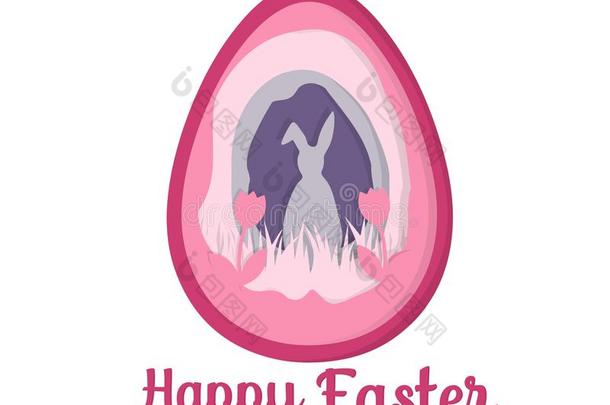 招呼卡片和幸福的复活节.复活节兔子.复活节鸡蛋纸