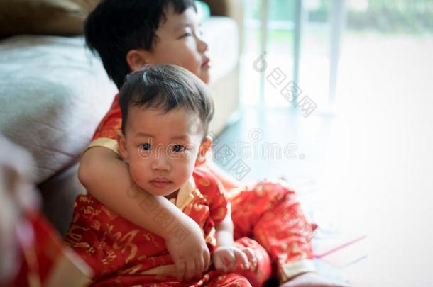 中国人男孩采用中国人新的<strong>年节</strong>日.