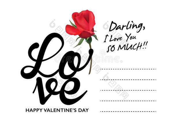 幸福的情人一天<strong>字体设计</strong>和玫瑰