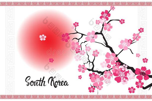 南方朝<strong>鲜字体</strong>和美丽的花关于樱花树枝向