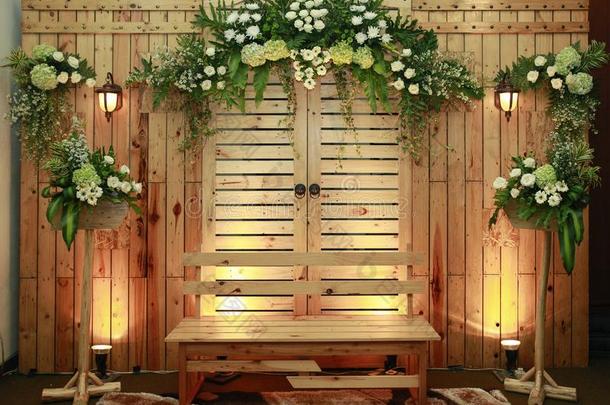 装饰的木材材料婚礼背景
