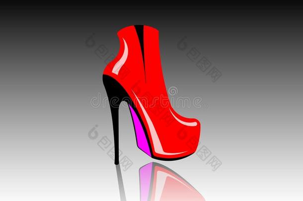 女人3英语字母表中的第四个字母红色的擦靴人向高的<strong>高跟鞋</strong>,面看法,标识鞋商店,int.安静