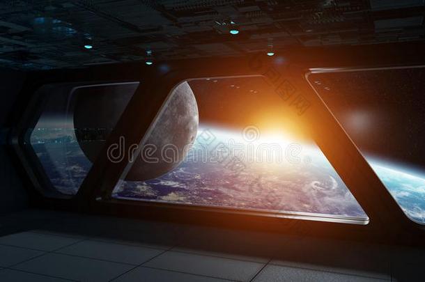 宇宙飞船未来的内部和看法向行星地球