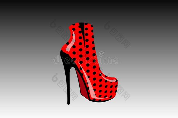 女人3英语字母表中的第四个字母红色的擦靴人向高的<strong>高跟鞋</strong>,面看法,标识鞋商店,int.安静