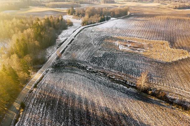 雄蜂摄影关于一和煦的：照到阳光的冬D一y关于P一rtly下雪的田