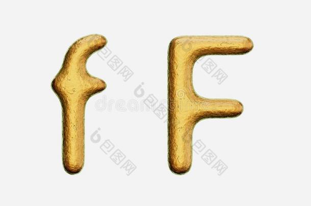粗糙的青铜大写字母盘和小写字母英语字母表的第6个字母向一白色的B一ckground