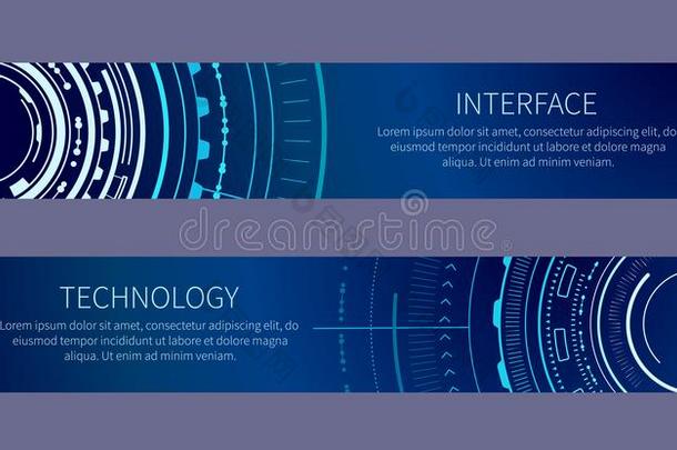 科技横幅和两个界面榜样