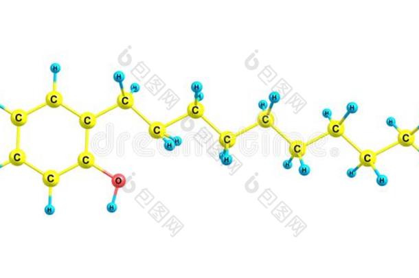 壬基酚分子的结构隔离的向白色的