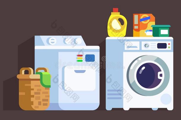 洗衣店洗涤机器和洗衣店偶像放置