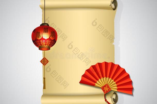 红色的<strong>中国</strong>人传统的纸灯笼