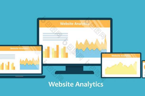 平的设计矢量说明观念关于网站分析学