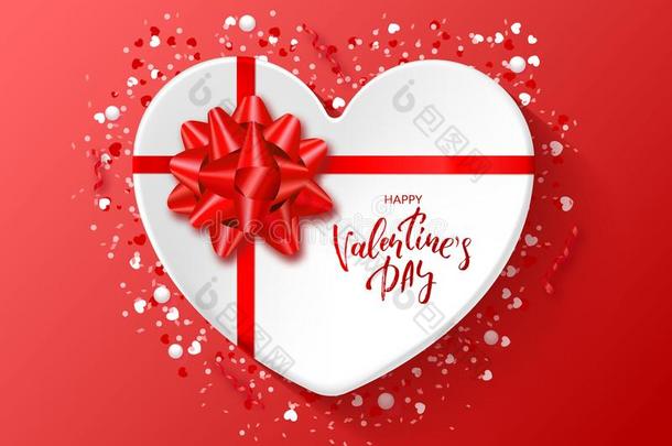 幸福的情人一天节日的卡片.心盒和红色的模式一