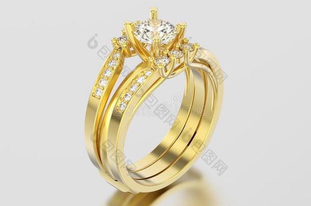 3英语字母表中的第四个字母说明黄色的金两个胫装饰的钻石戒指