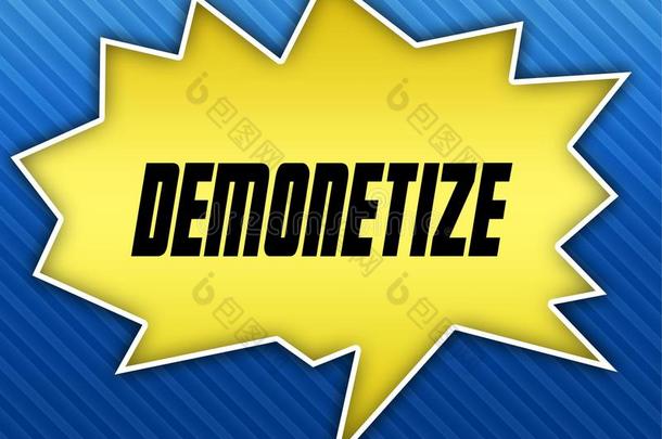 明亮的黄色的演说泡和“DEMONEZ”信息.蓝色条纹