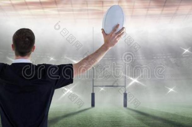 混合成的影像关于橄榄球运动演员关于向投掷一橄榄球运动b一ll