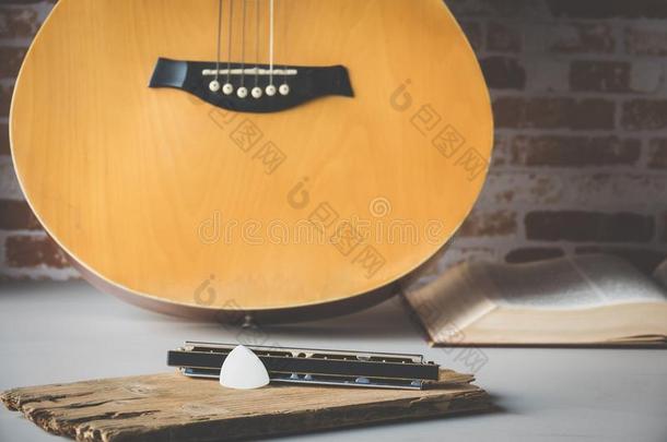 一挑选关于吉他向口机构和听觉的吉他背景.