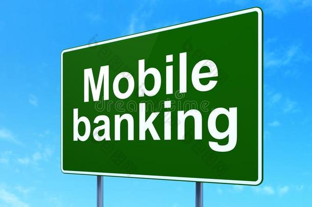 银行业务观念:可移动的银行业务向路符号背景