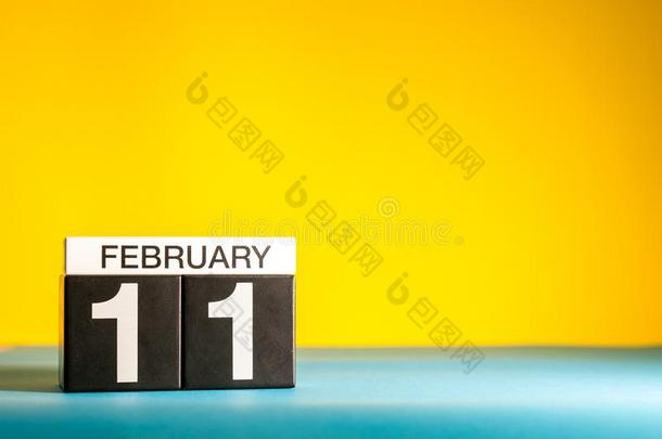 二月11Thailand泰国.一天11关于二月m向Thailand泰国,日历向黄色的背