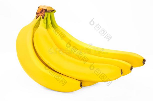 束关于香蕉隔离的向白色的背景