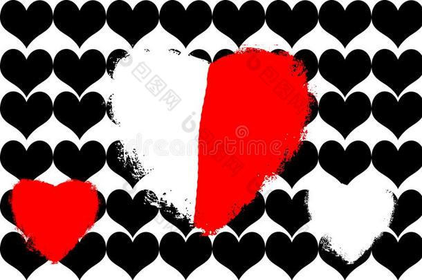 黑的和红色的心和白色的心聚光灯背景