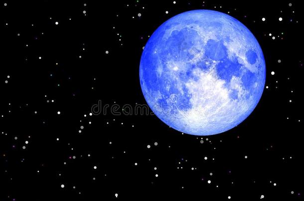蓝色月亮和宇宙背景