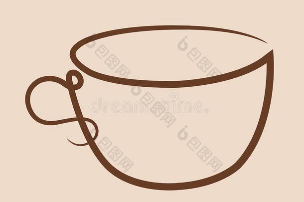单一的线条咖啡豆杯子-黑板菜单