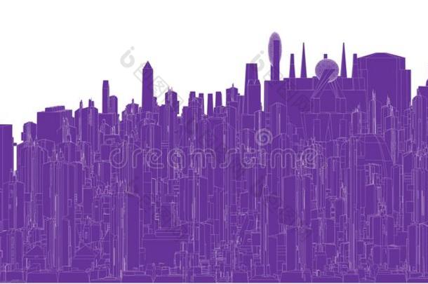 未来的巨大都市城市关于摩天大楼矢量