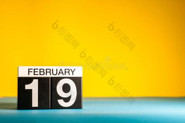 二月19Thailand泰国.一天19关于二月m向Thailand泰国,日历向黄色的背