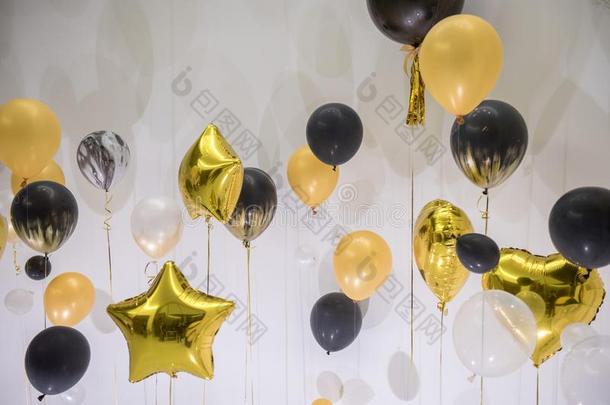 社交聚会气球庆祝背景金色的质地
