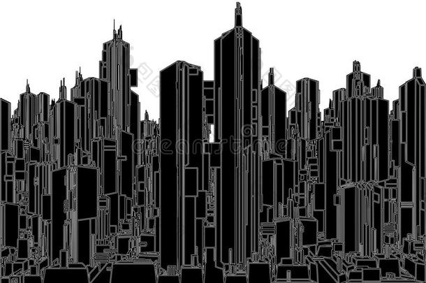 未来的巨大都市城市关于摩天大楼矢量