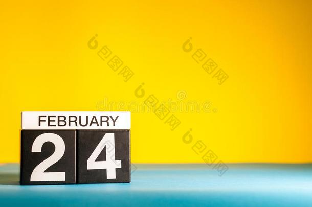 二月24Thailand泰国.一天24关于二月m向Thailand泰国,日历向黄色的背