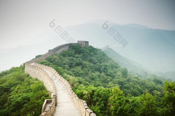 看法关于指已提到的人伟大的中国人墙和<strong>绿色</strong>的森林和天.