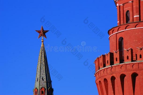 红色的红宝石星.莫斯科城堡塔.