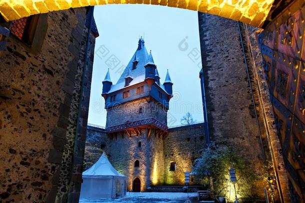 德国的童话式的城堡采用w采用ter风景.城堡罗姆罗德采用他