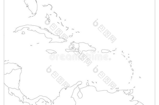 中央的美洲和卡里本国<strong>家政</strong>治的地图.黑的外形