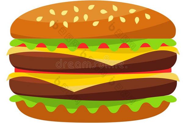 富有色彩的汉堡包ham汉堡包cheese汉堡包快的食物偶像海报isolation隔离