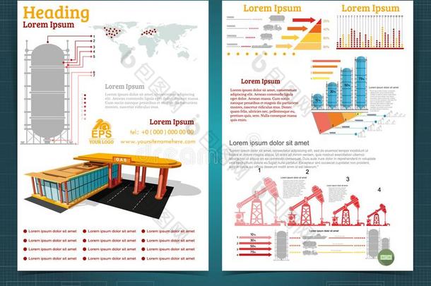 两个有边的商业小册子或飞鸟,气体车站信息图关于