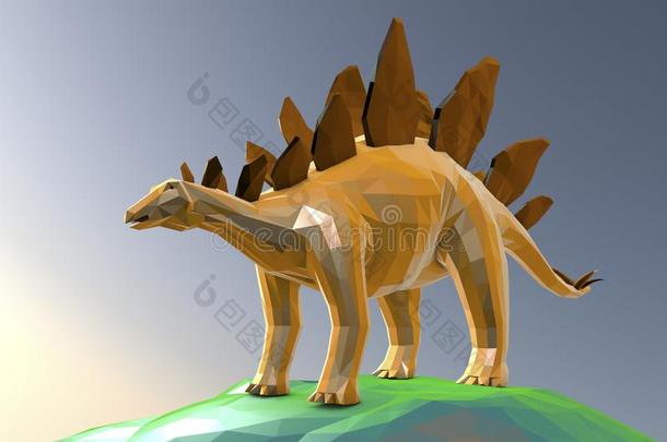 <strong>低</strong>的-多角形的恐龙剑龙