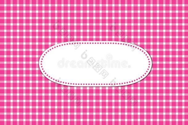 粉红色的和白色的桌布桌布背景和椭圆形的标签
