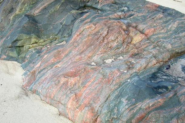 许多有色的岩石关于指已提到的人岛艾奥娜,苏格兰,unknown不知道的.