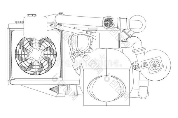 一有涡轮增压器的num.四-圆筒,高的-表演发动机为一斯波尔