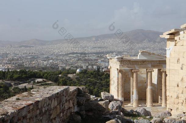 庙关于雅典娜耐克,古希腊城市的卫城,雅典