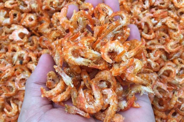 传统的越南人烹饪:干燥的虾