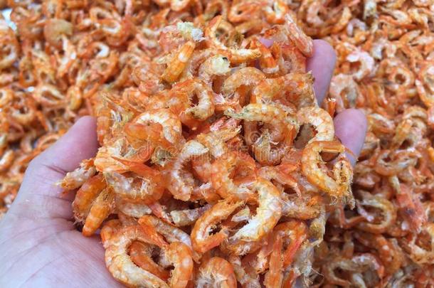 传统的越南人烹饪:干燥的虾