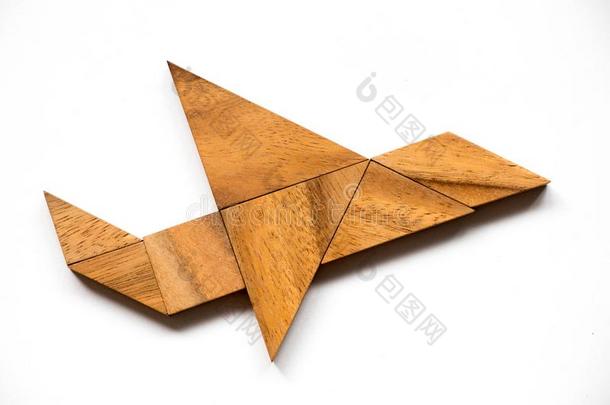 木材<strong>七巧</strong>板使迷惑采用飞机形状向白色的背景&字母x28;