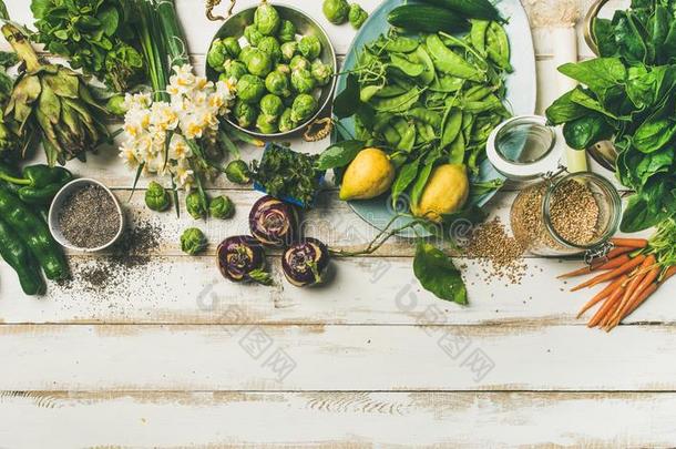 春季健康的严格的素食主义者食物烹饪术组成部分,顶看法,复制品speciality专业