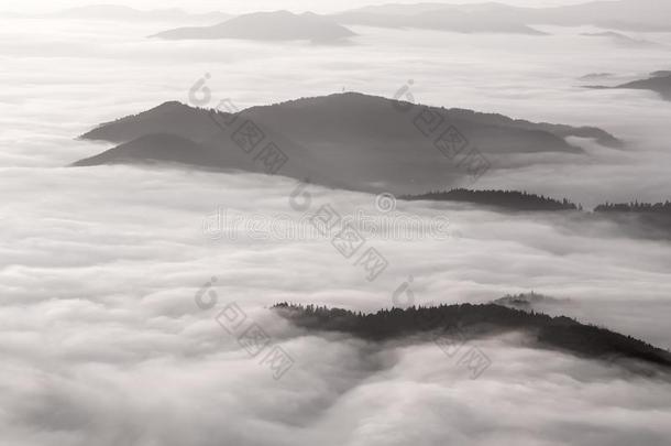 田园<strong>诗</strong>般的山<strong>风景</strong>关于一有雾的早晨-直接热轧制