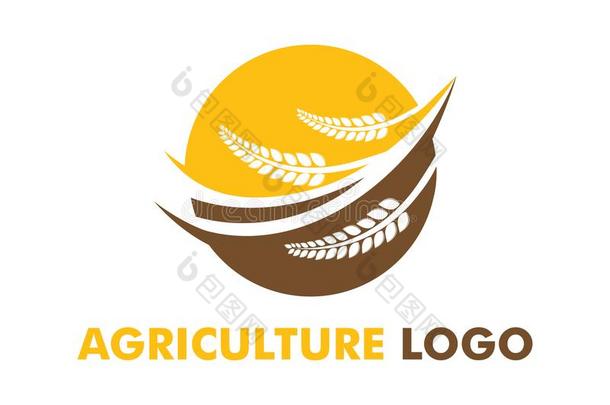 矢量标识设计为农业,农艺学,小麦农场,乡下的