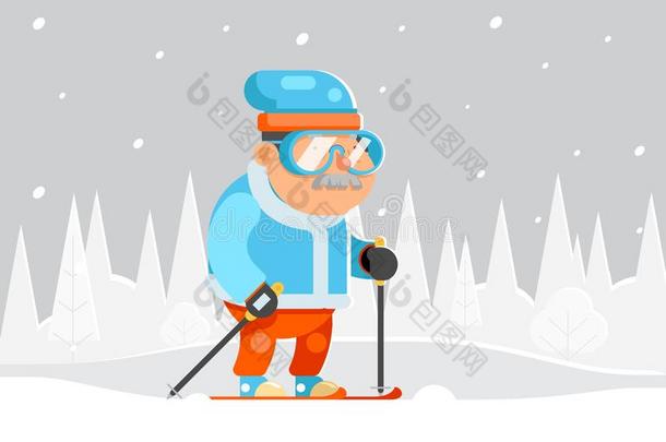 奶奶滑雪成熟的滑雪的人冬有关运动的健康的活动老的一